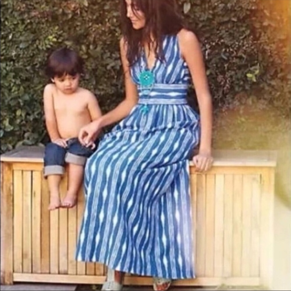 Mädchen Skywriter stripe blue white maxi dress